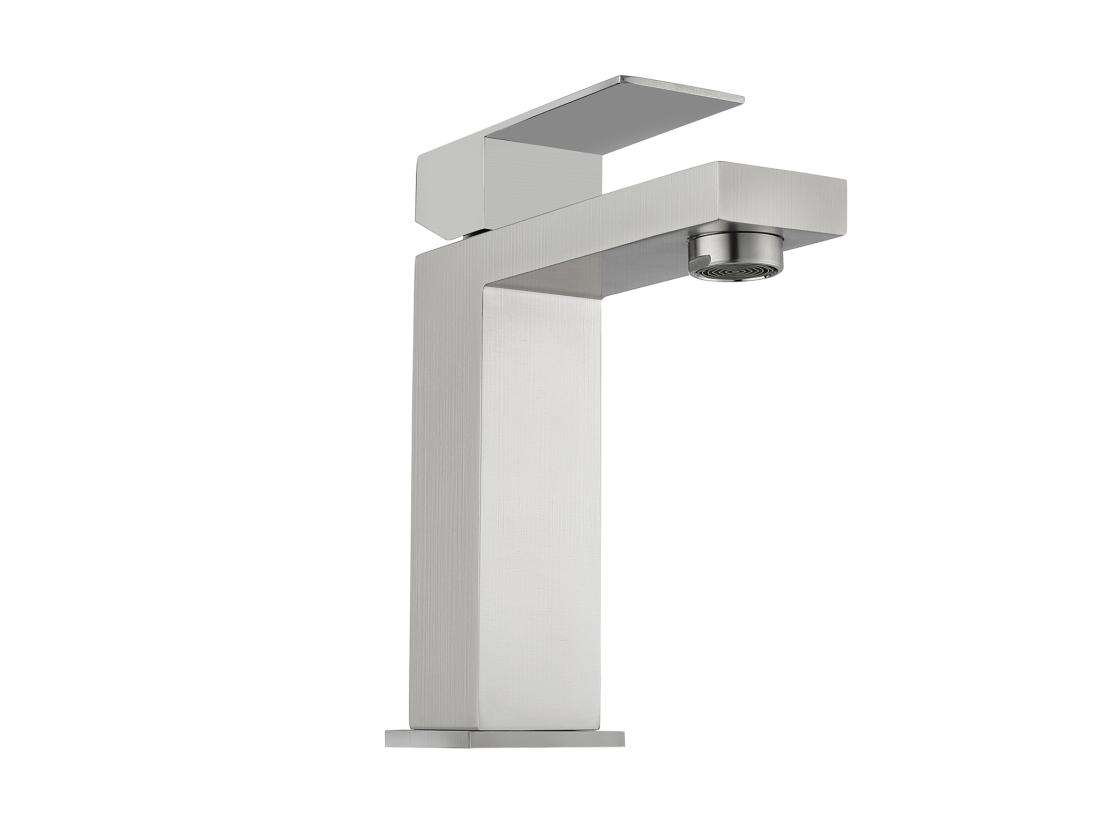 Vente Unique Lot De 2 Robinets Mitigeurs Mécaniques Carrés En Inox - Coloris Nickel Brossé - H17 3 Cm - CANILAS