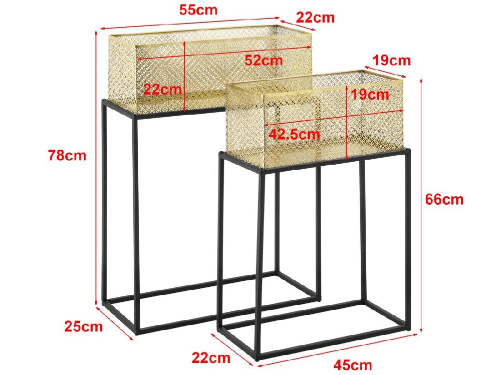Vente Unique Lot De 2 Supports De Plante Anderlues Noir Laiton [en.casa]