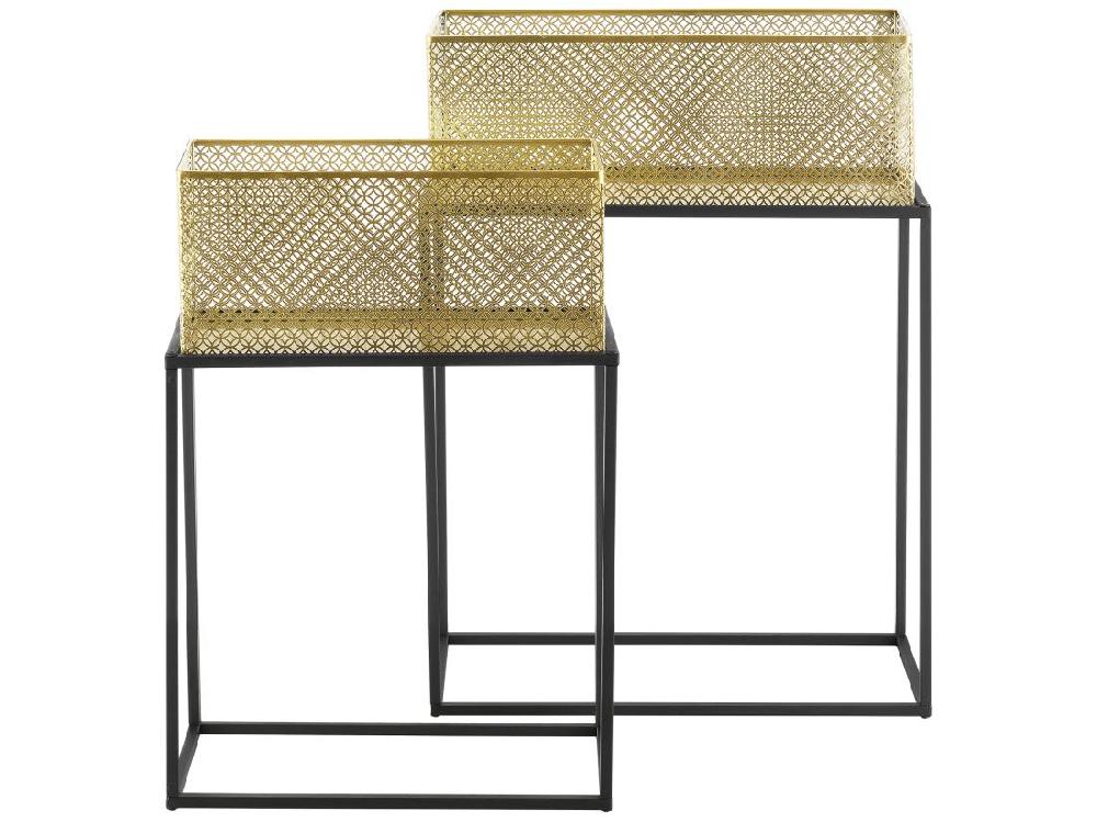Vente Unique Lot De 2 Supports De Plante Anderlues Noir Laiton [en.casa]