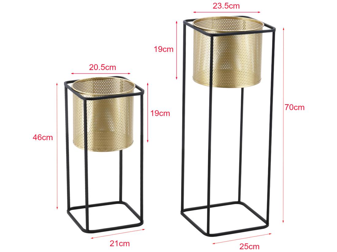 Vente Unique Lot De 2 Supports De Plante Mettet Noir Doré [en.casa]