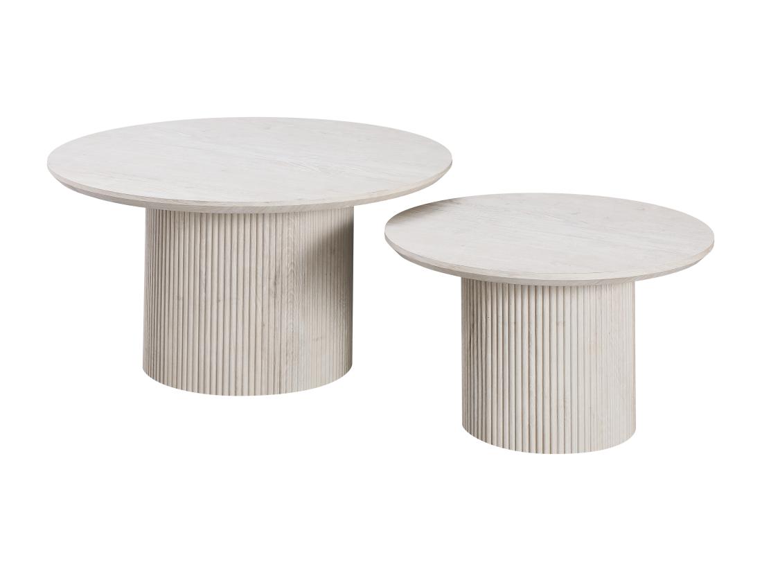 Vente Unique Lot De 2 Tables Basses - Effet Bois Chêne Blanc - Bois MDF - ESME