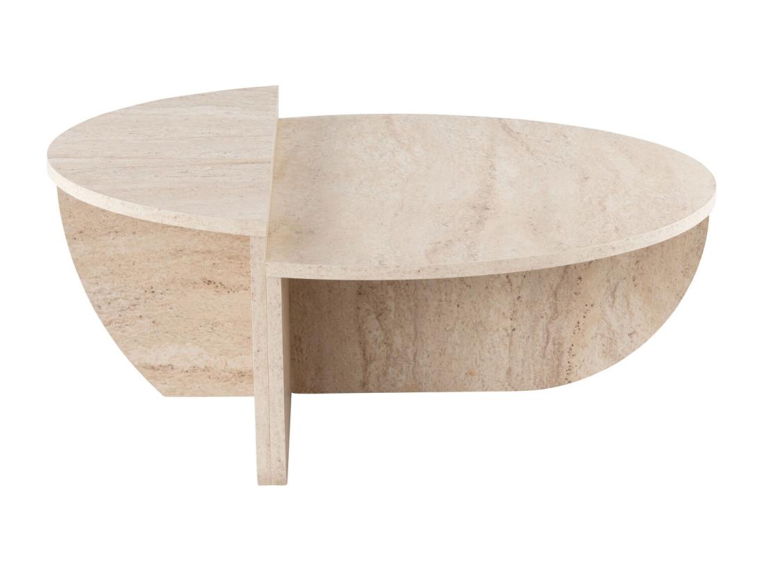 Vente Unique Lot De 2 Tables Basses - Effet Travertin Beige - ALOEVA