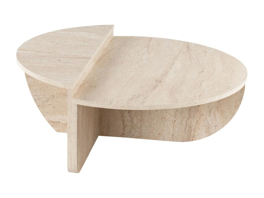 Vente Unique Lot De 2 Tables Basses - Effet Travertin Beige - ALOEVA