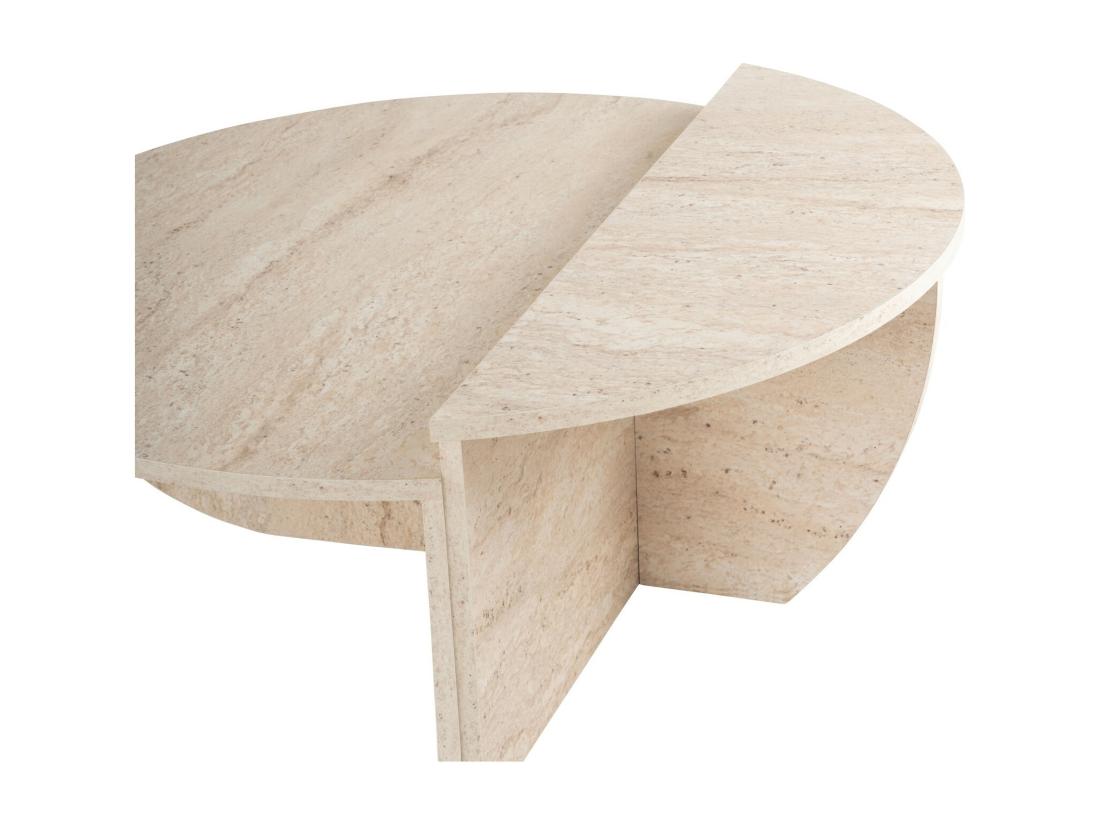 Vente Unique Lot De 2 Tables Basses - Effet Travertin Beige - ALOEVA