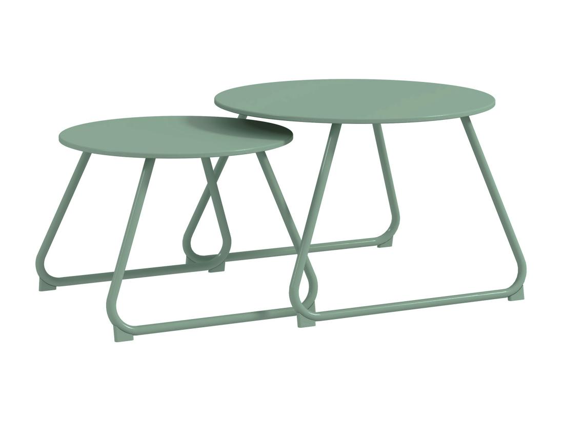 Vente Unique Lot De 2 Tables Basses Gigognes De Jardin Métal époxy Vert