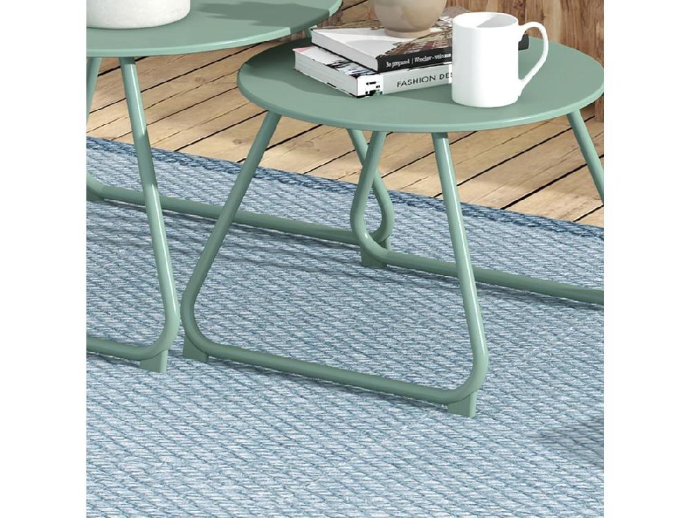 Vente Unique Lot De 2 Tables Basses Gigognes De Jardin Métal époxy Vert