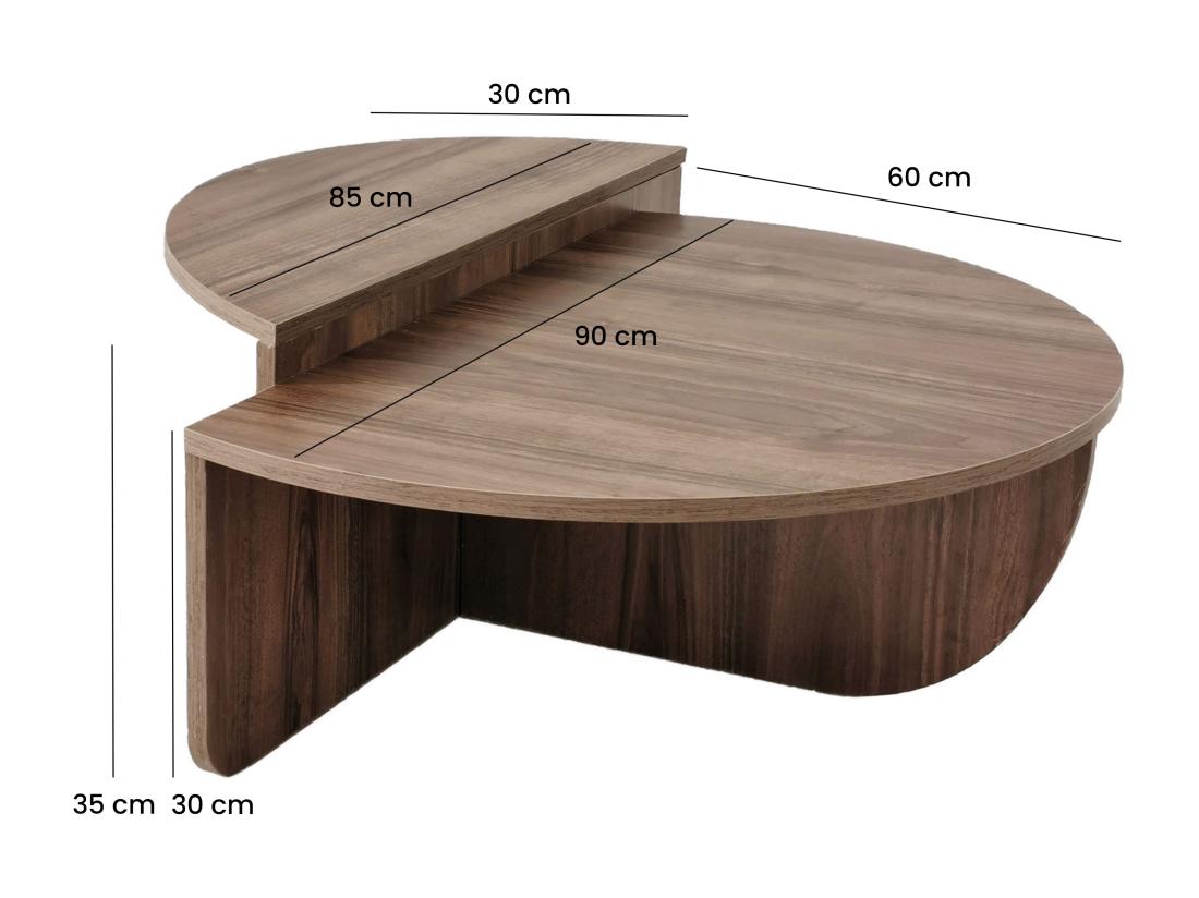 Vente Unique Lot De 2 Tables Basses - Naturel Foncé - ALOEVA II