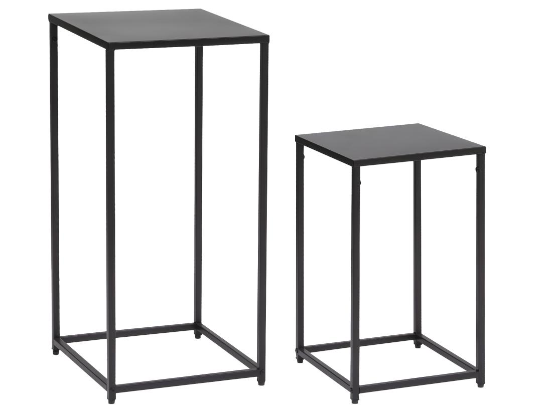vente unique Lot de 2 Tables d'appoint Bout de canapé ou Sellettes en Métal Noir