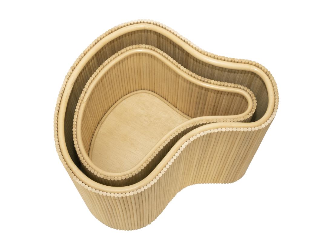 Vente Unique Lot De 2 Tables D'appoint Organiques Avec Rangement - Rotin - L. 52 X P. 40 X H. 45 Cm Et L. 43.5 X P. 30 X H. 33 5 Cm - Naturel Clair - MARSA