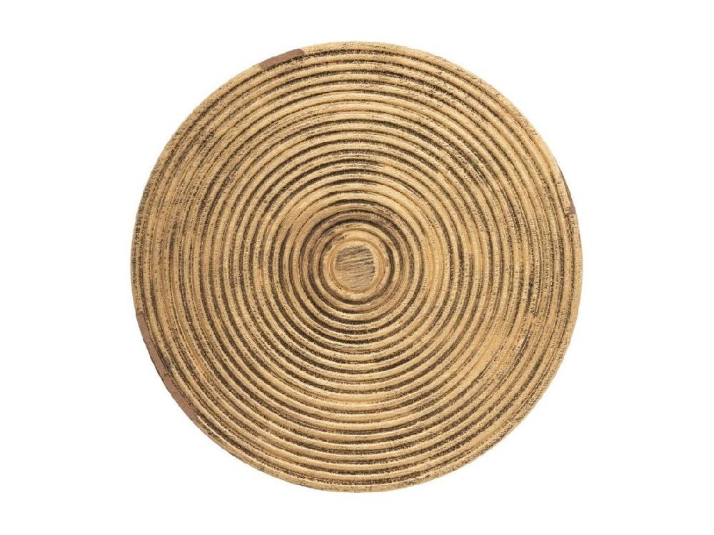 vente unique Lot de 2 Tables d'appoint pied en métal et plateau en Bois déco Ethnique