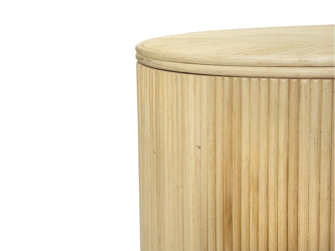 Vente Unique Lot De 2 Tables D'appoint Rondes Avec Rangement - Rotin - D. 50 X H. 46 Cm Et D. 39.5 X H. 36 Cm - Naturel Clair - GABES
