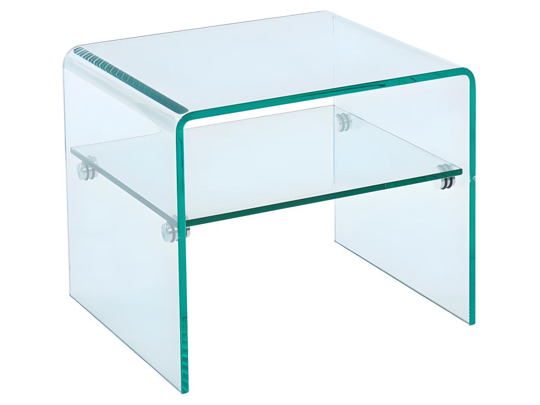 Vente Unique Lot De 2 Tables De Chevet - 1 Niche - Verre Trempé - STILEOS