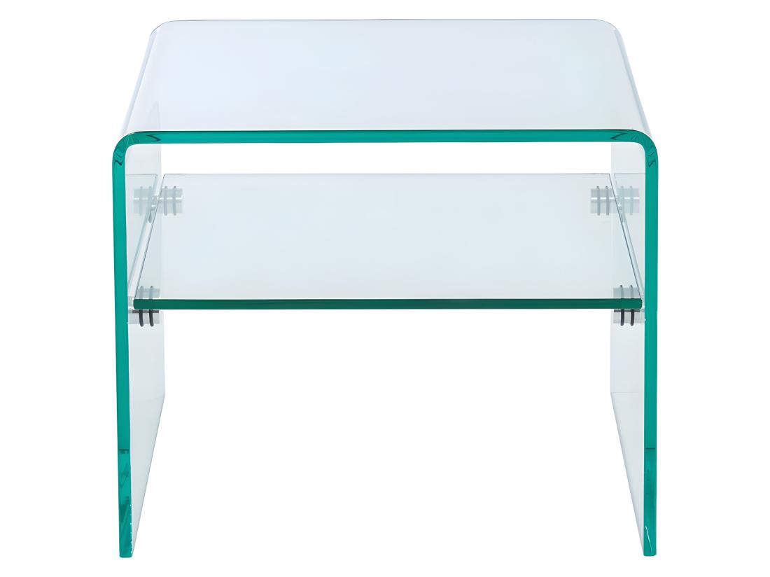 Vente Unique Lot De 2 Tables De Chevet - 1 Niche - Verre Trempé - STILEOS