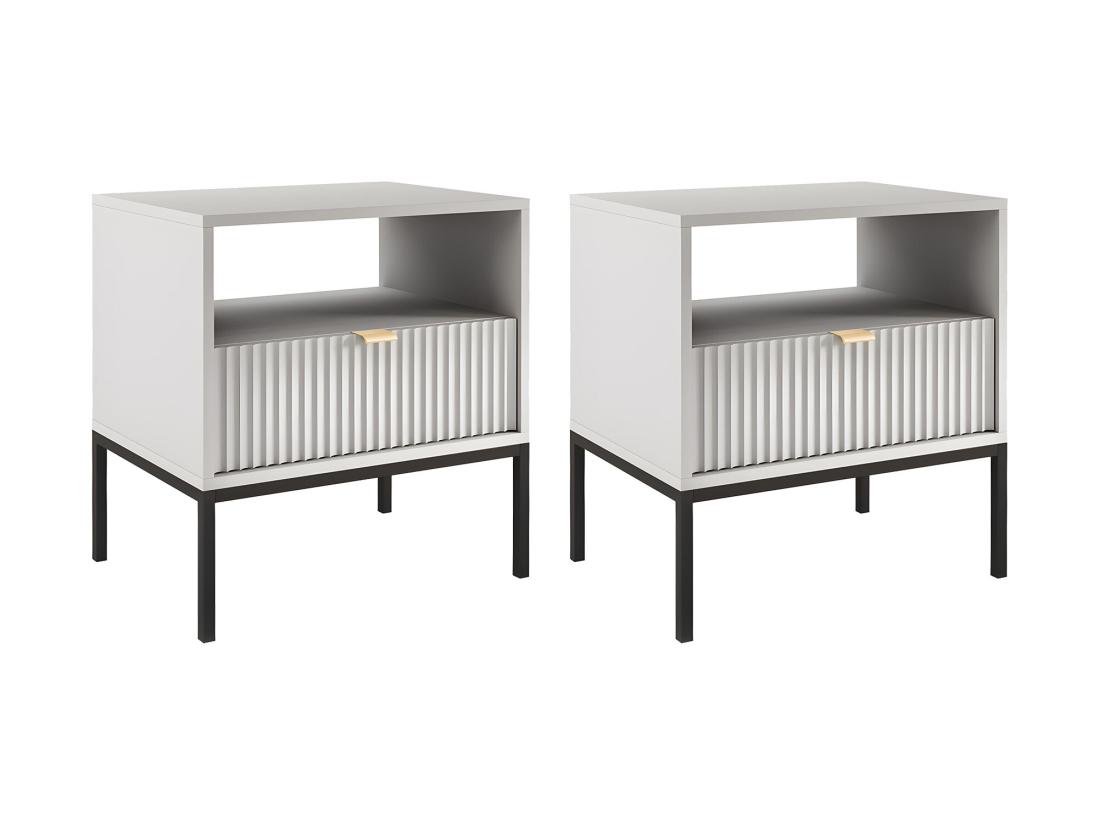 Vente Unique Lot De 2 Tables De Chevet 1 Tiroir Et 1 Niche - Gris - LIOUBA De Pascal Morabito