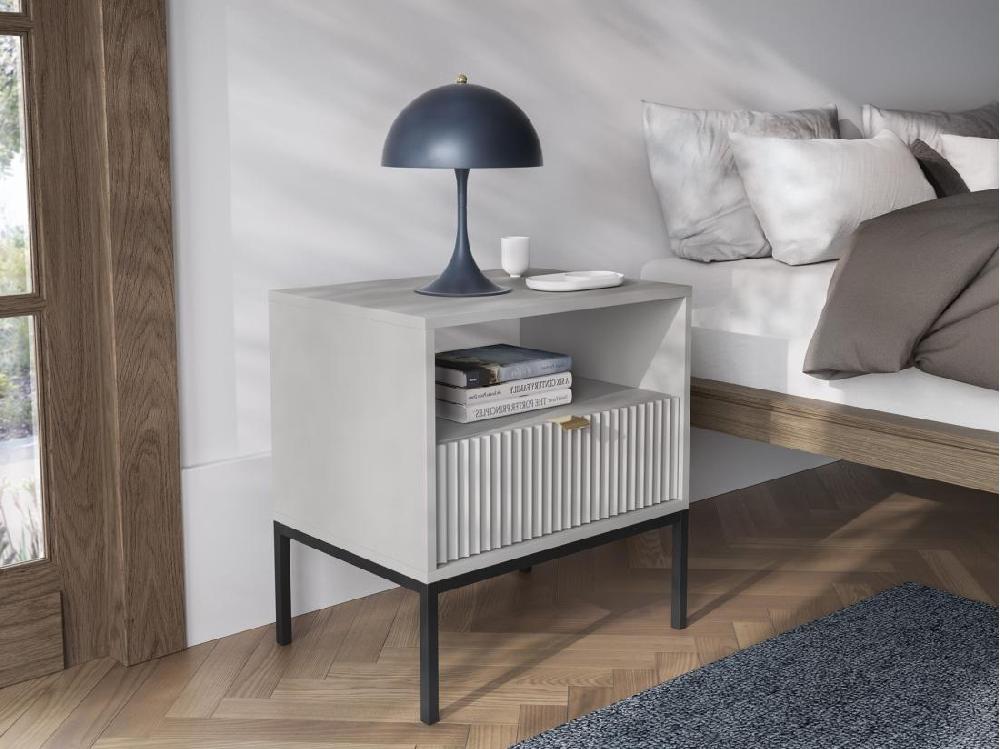 vente unique Lot de 2 tables de chevet 1 tiroir et 1 niche - Gris - LIOUBA de Pascal Morabito