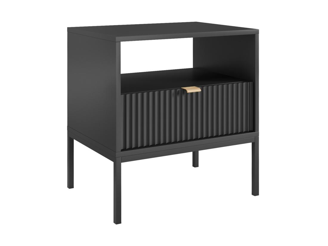 Vente Unique Lot De 2 Tables De Chevet 1 Tiroir Et 1 Niche - Noir - LIOUBA De Pascal Morabito