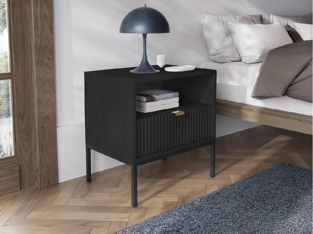 vente unique Lot de 2 tables de chevet 1 tiroir et 1 niche - Noir - LIOUBA de Pascal Morabito
