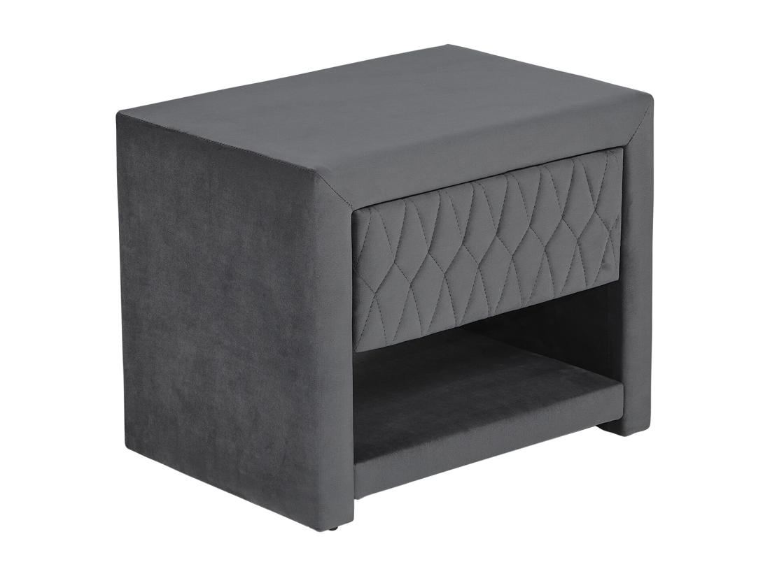 Vente Unique Lot De 2 Tables De Chevet - 1 Tiroir Et 1 Niche - Tissu Velours - Gris - DANIELE