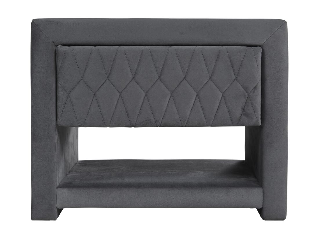 Vente Unique Lot De 2 Tables De Chevet - 1 Tiroir Et 1 Niche - Tissu Velours - Gris - DANIELE