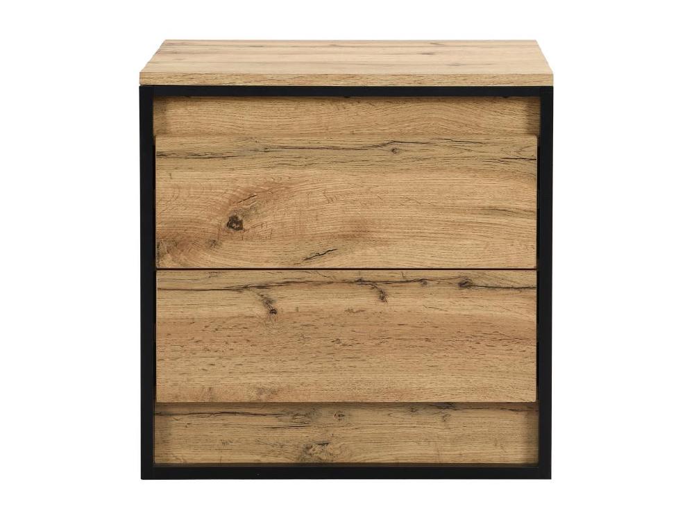 Vente Unique Lot De 2 Tables De Chevet 2 Tiroirs - Avec LEDs - MDF - Coloris : Naturel Et Noir - RUKALO