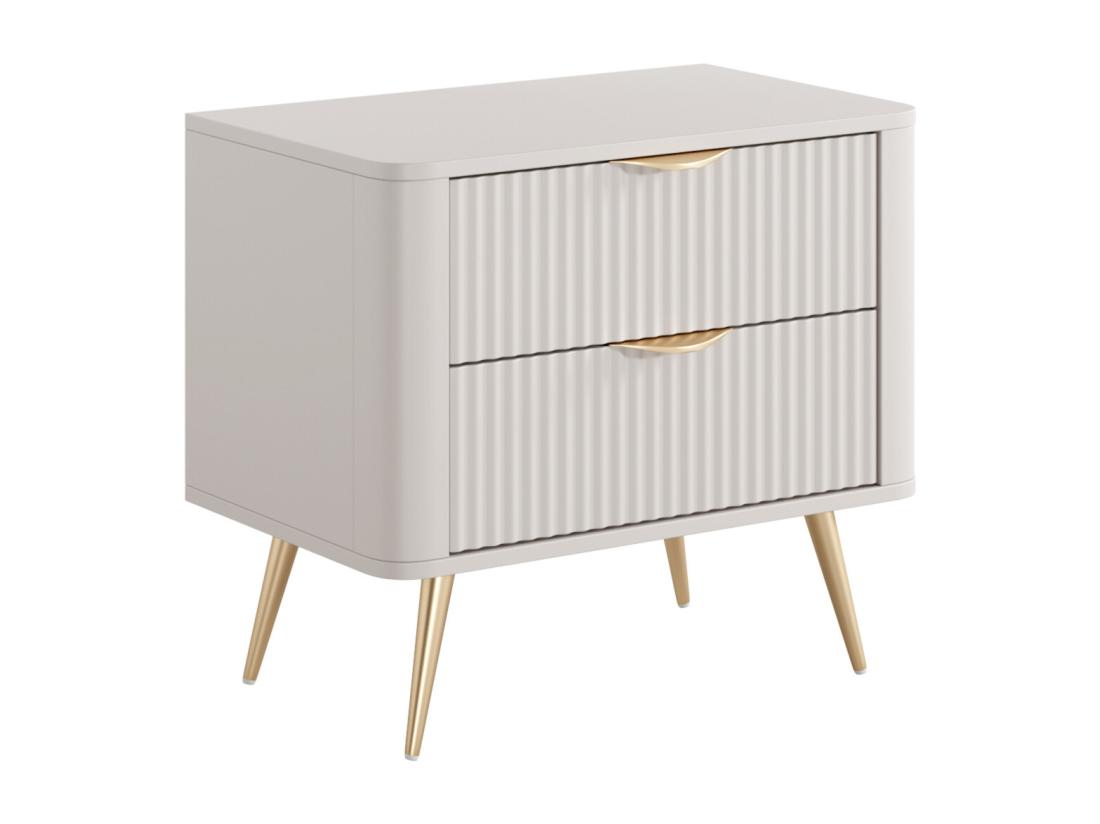 Vente Unique Lot De 2 Tables De Chevet - 2 Tiroirs - Beige Et Doré - ELONARIA De Pascal Morabito