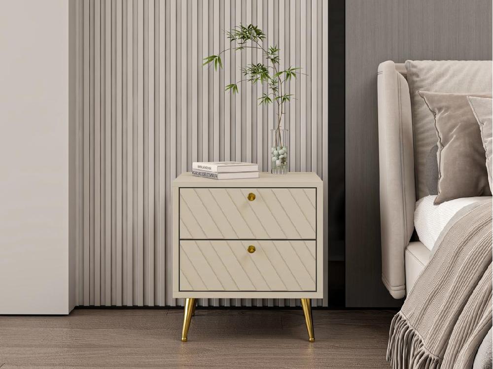 Vente Unique Lot De 2 Tables De Chevet - 2 Tiroirs - Beige - TEODA De Pascal MORABITO