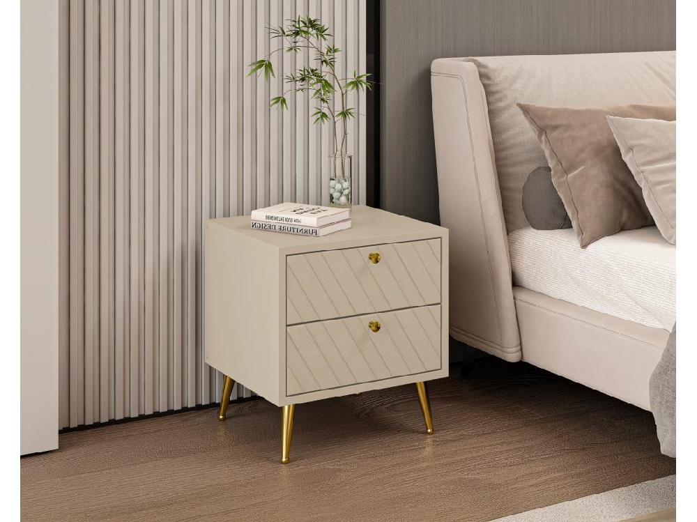 vente unique Lot de 2 tables de chevet - 2 tiroirs - Beige - TEODA de Pascal MORABITO