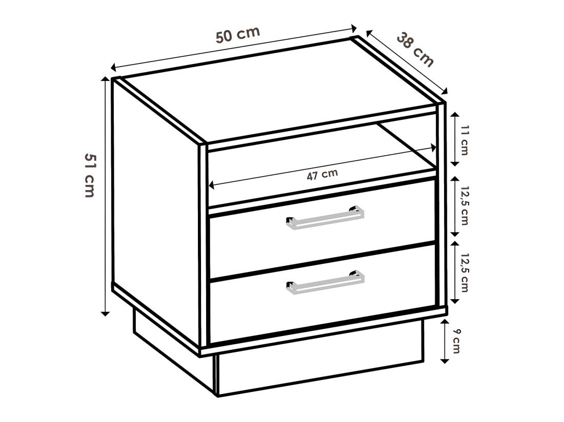 Vente Unique Lot De 2 Tables De Chevet 2 Tiroirs Et 1 Niche - Coloris : Naturel Et Blanc - LEANDRE
