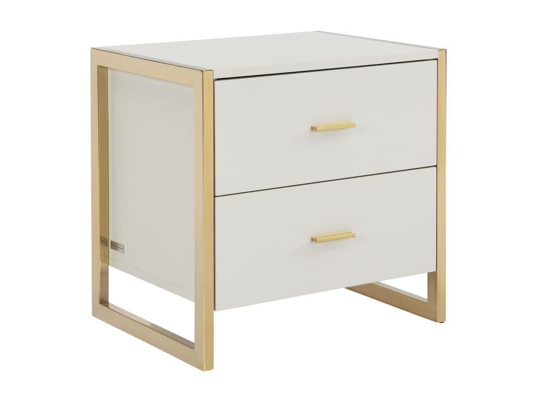 Vente Unique Lot De 2 Tables De Chevet 2 Tiroirs - MDF - Beige Et Doré - OMBRELIA De Pascal Morabito