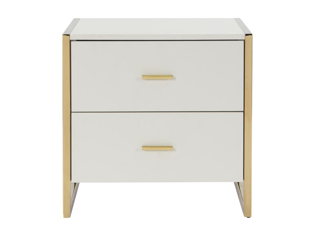 Vente Unique Lot De 2 Tables De Chevet 2 Tiroirs - MDF - Beige Et Doré - OMBRELIA De Pascal Morabito