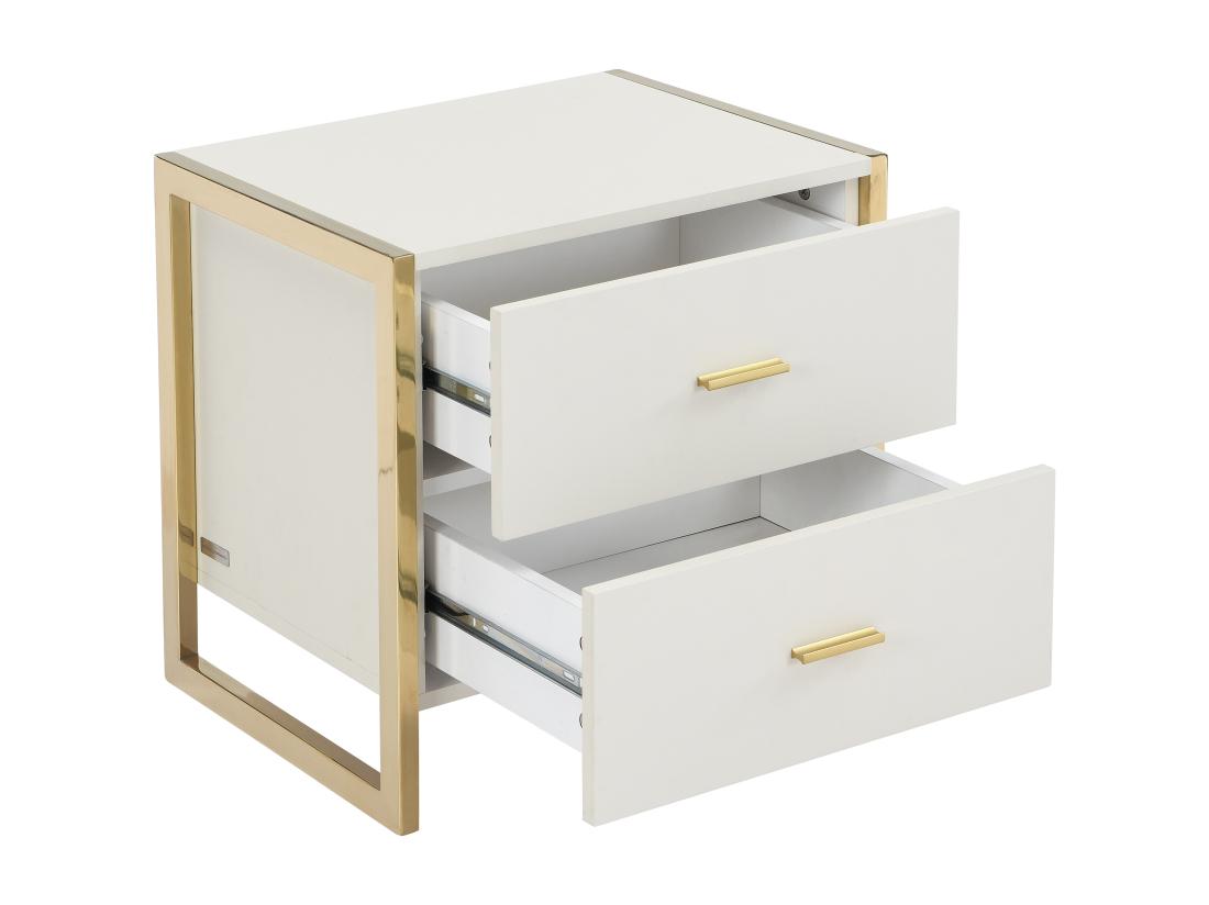 Vente Unique Lot De 2 Tables De Chevet 2 Tiroirs - MDF - Beige Et Doré - OMBRELIA De Pascal Morabito