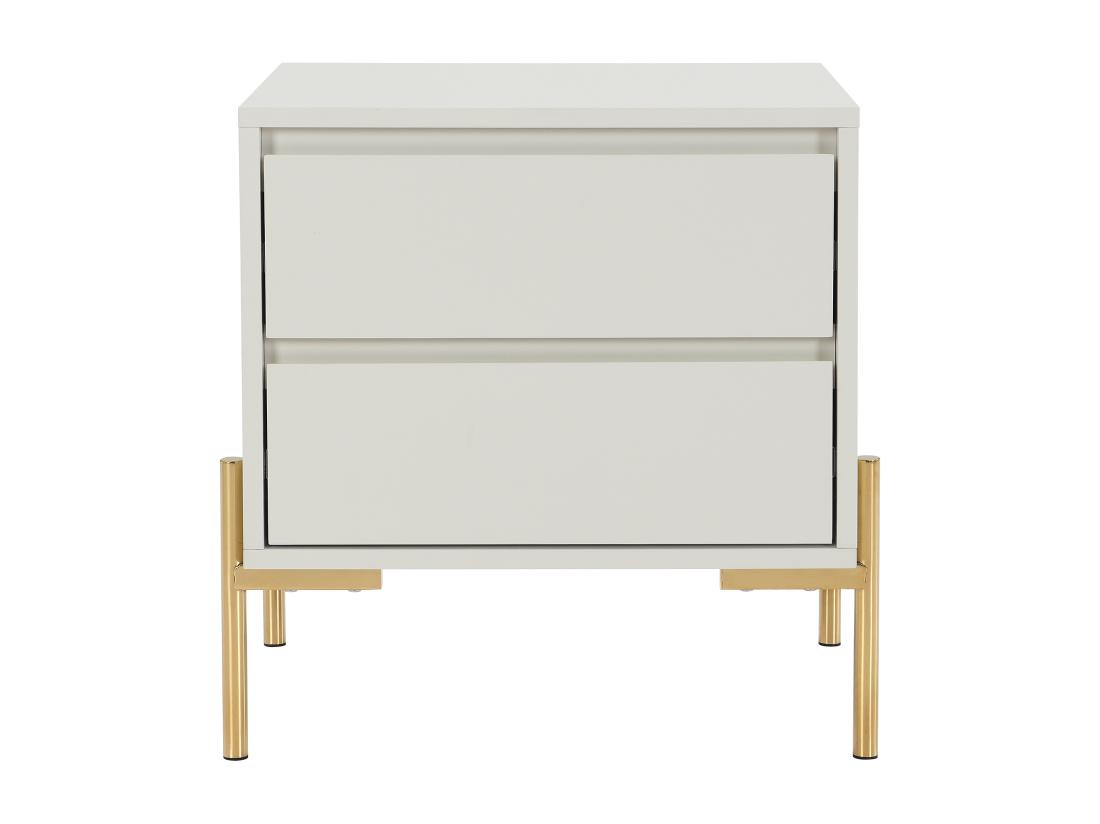 Vente Unique Lot De 2 Tables De Chevet 2 Tiroirs - MDF Et Métal - Beige Et Doré - KORASA De Pascal Morabito