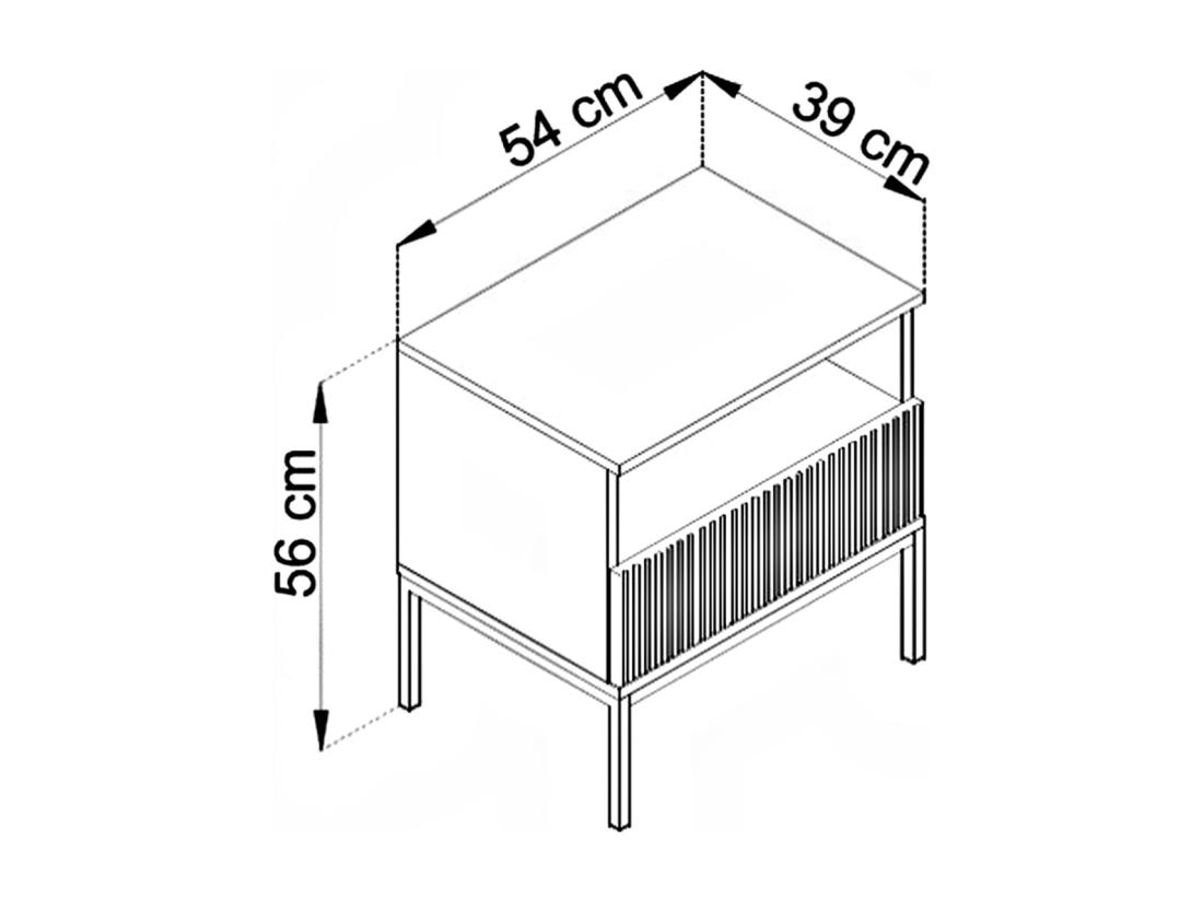 Vente Unique Lot De 2 Tables De Chevet Avec 1 Tiroir Et 1 Niche - Avec LEDs - MDF Et Verre Fumé - Beige - OVILA
