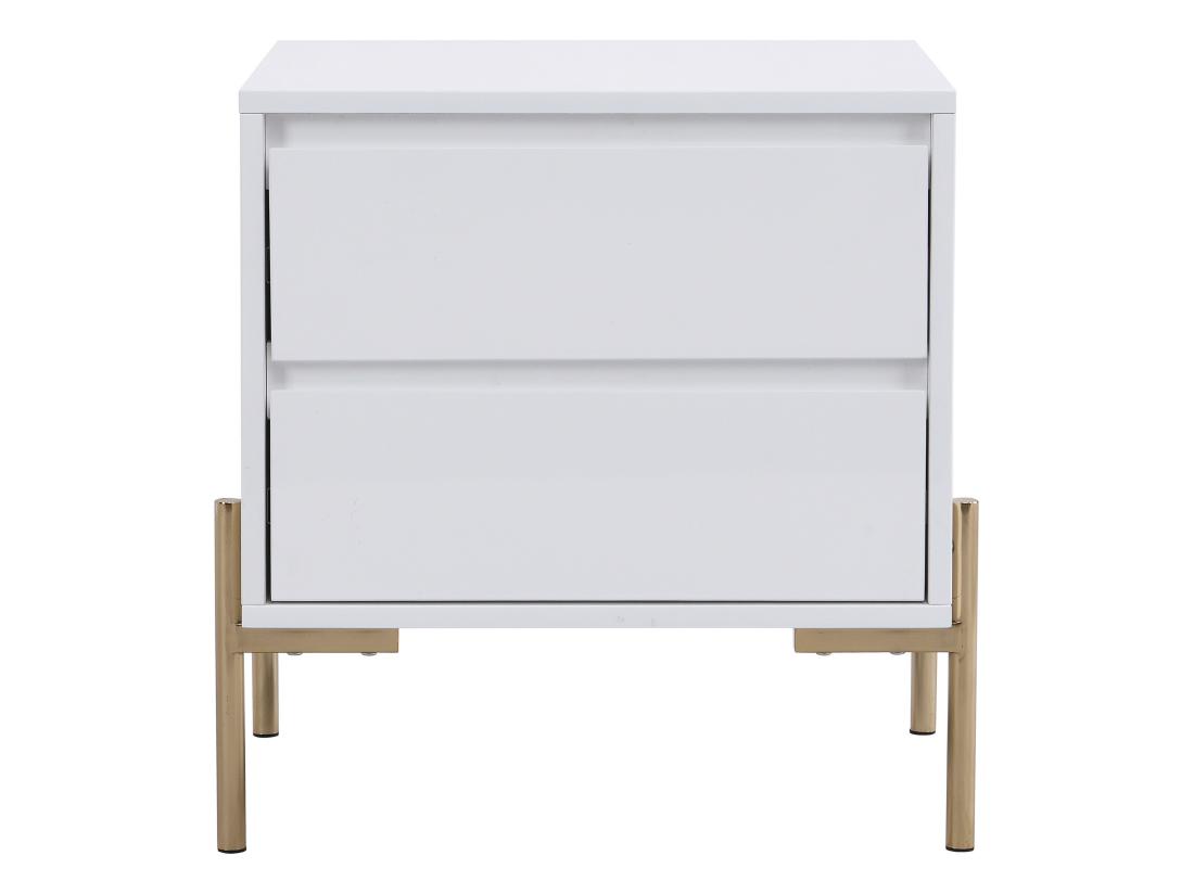 Vente Unique Lot De 2 Tables De Chevet Avec 2 Tiroirs - MDF Et Métal - Blanc Laqué Et Doré - KORASA De Pascal Morabito