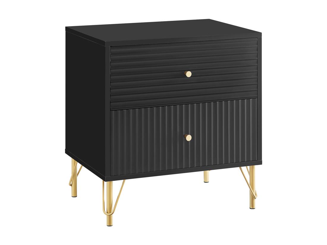 Vente Unique Lot De 2 Tables De Chevet Avec 2 Tiroirs - Noir - LUREO