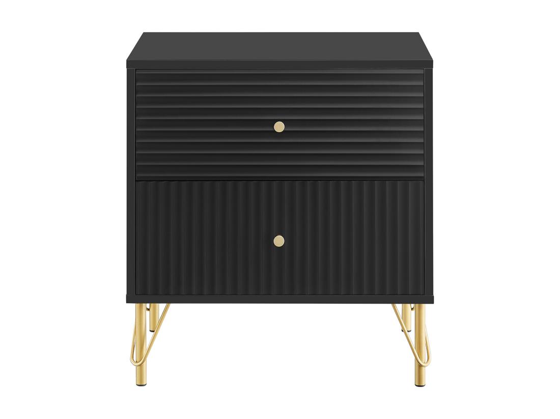 Vente Unique Lot De 2 Tables De Chevet Avec 2 Tiroirs - Noir - LUREO