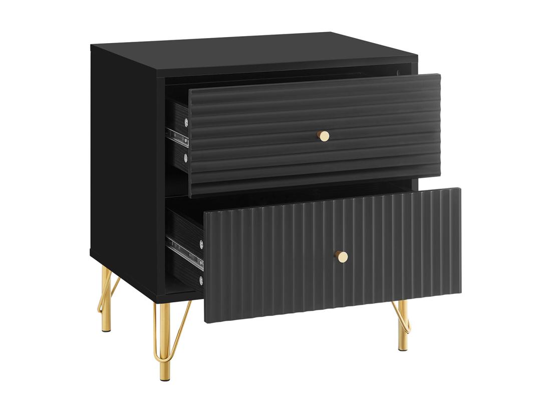 Vente Unique Lot De 2 Tables De Chevet Avec 2 Tiroirs - Noir - LUREO