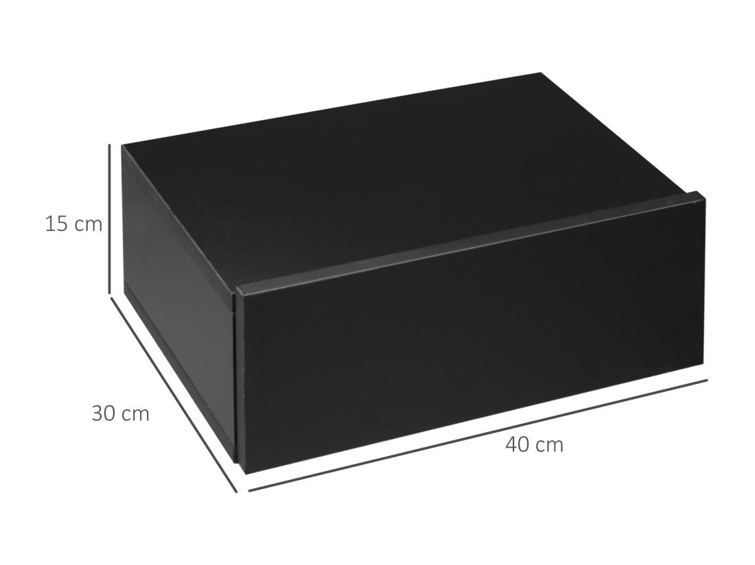 Vente Unique Lot De 2 Tables De Chevet Murales - Lot De 2 Tables De Nuit - Tiroir Coulissant Plateau - Panneaux Particules Noir