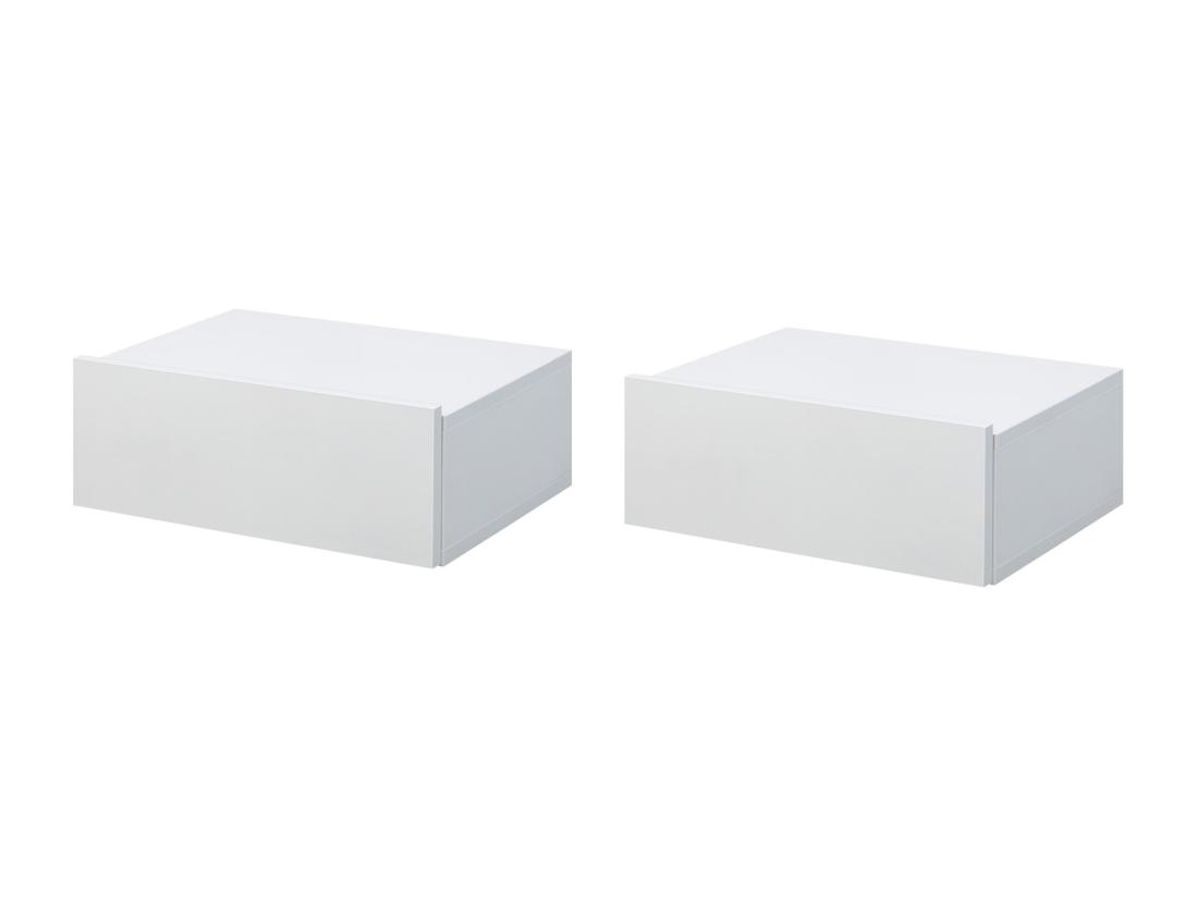 vente unique Lot de 2 tables de chevet murales - lot de 2 tables de nuit - tiroir coulissant plateau - panneaux particules blanc