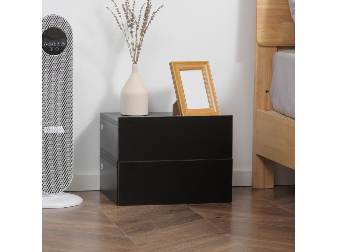vente unique Lot de 2 tables de chevet murales - lot de 2 tables de nuit - tiroir coulissant plateau - panneaux particules noir