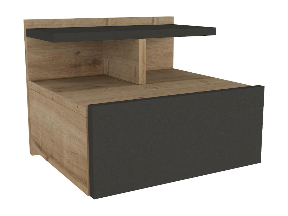 Vente Unique Lot De 2 Tables De Chevet Suspendues - 1 Tiroir - Coloris : Naturel Et Anthracite - AZELNO