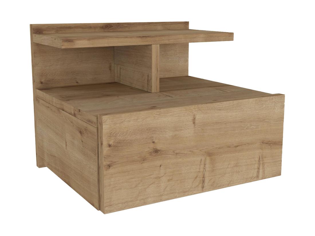Vente Unique Lot De 2 Tables De Chevet Suspendues - 1 Tiroir - Coloris : Naturel - AZELNO