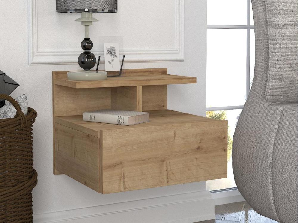 vente unique Lot de 2 tables de chevet suspendues - 1 tiroir - Coloris : Naturel - AZELNO