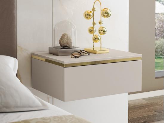 Vente Unique Lot De 2 Tables De Chevet Suspendues Avec 1 Tiroir- Beige Et Doré - VUKIA De Pascal Morabito