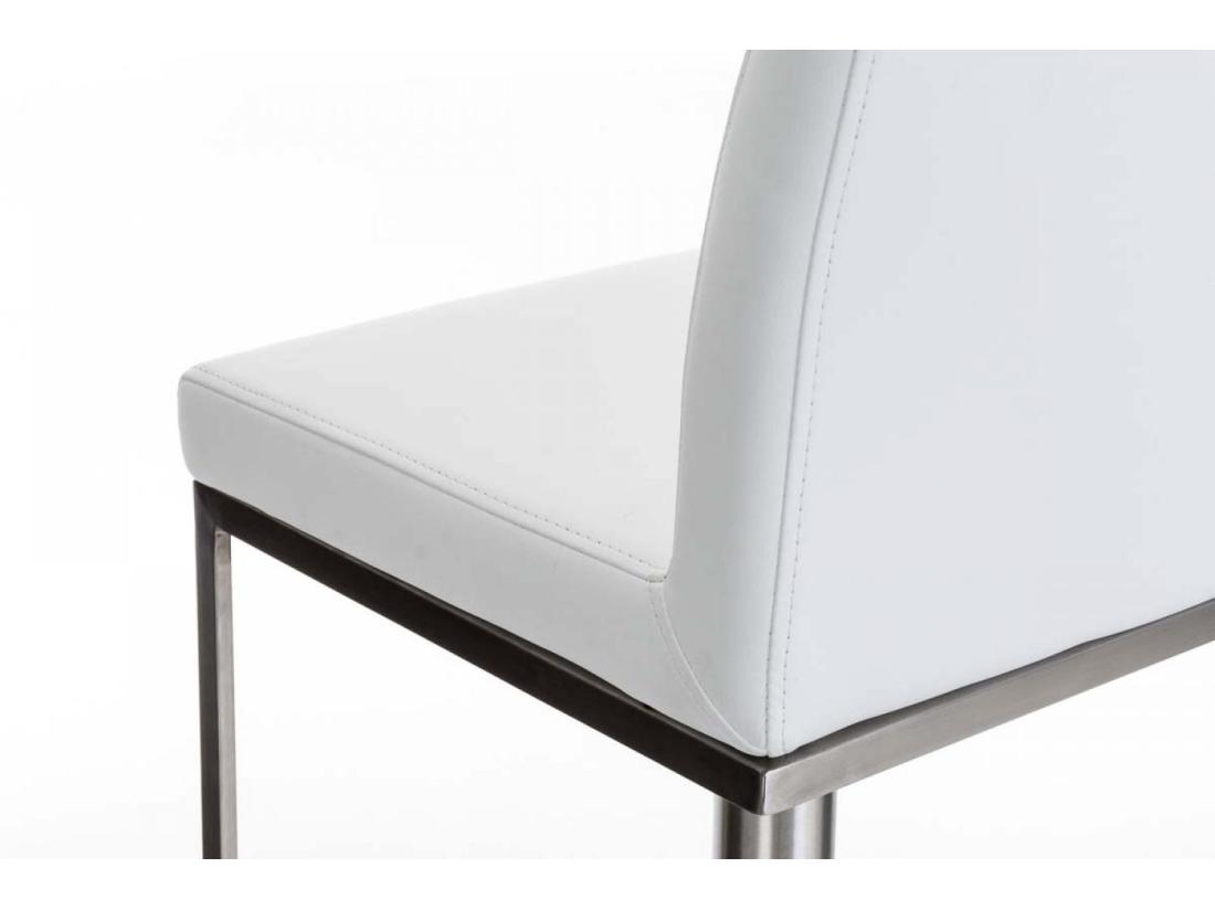 Vente Unique Lot De 2 Tabouret De Bar - Similicuir & Acier Inoxydable - Blanc - Panama