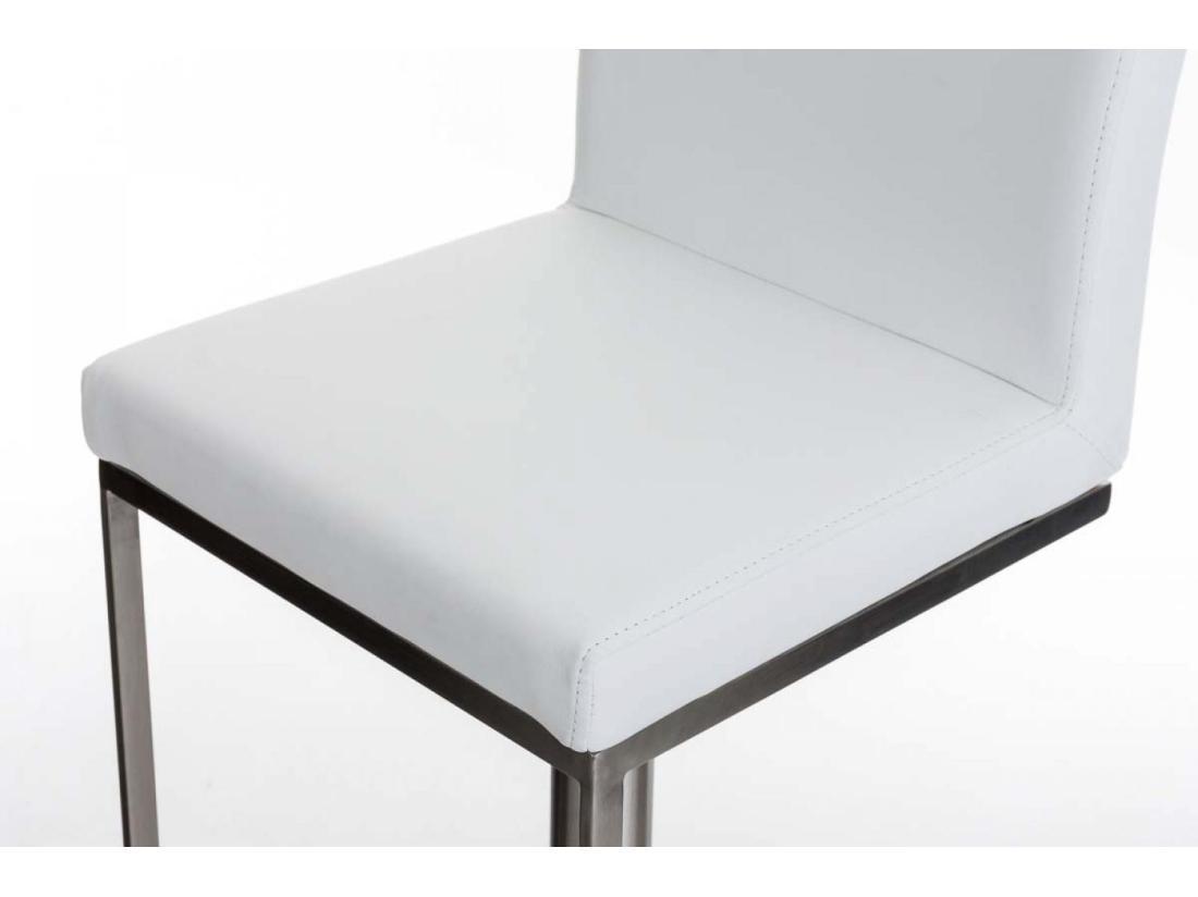 Vente Unique Lot De 2 Tabouret De Bar - Similicuir & Acier Inoxydable - Blanc - Panama