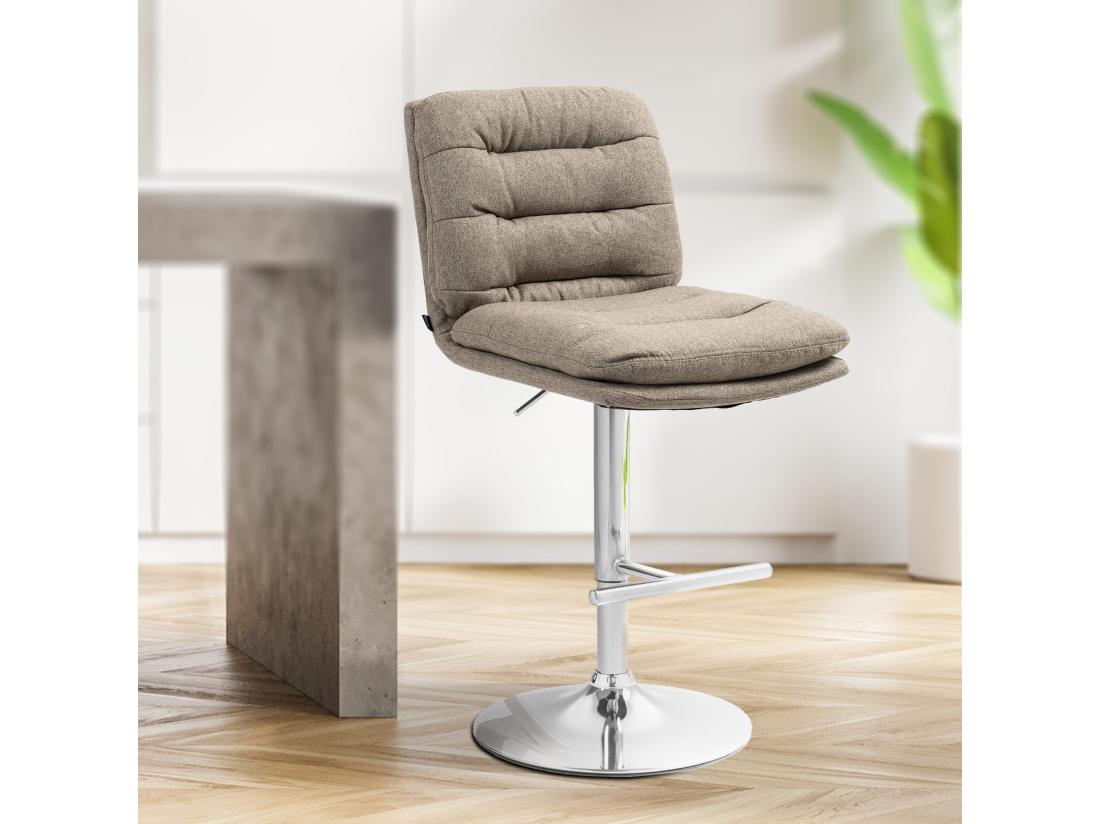 Vente Unique Lot De 2 Tabouret De Bar - Tissu & Métal - Taupe - Damar