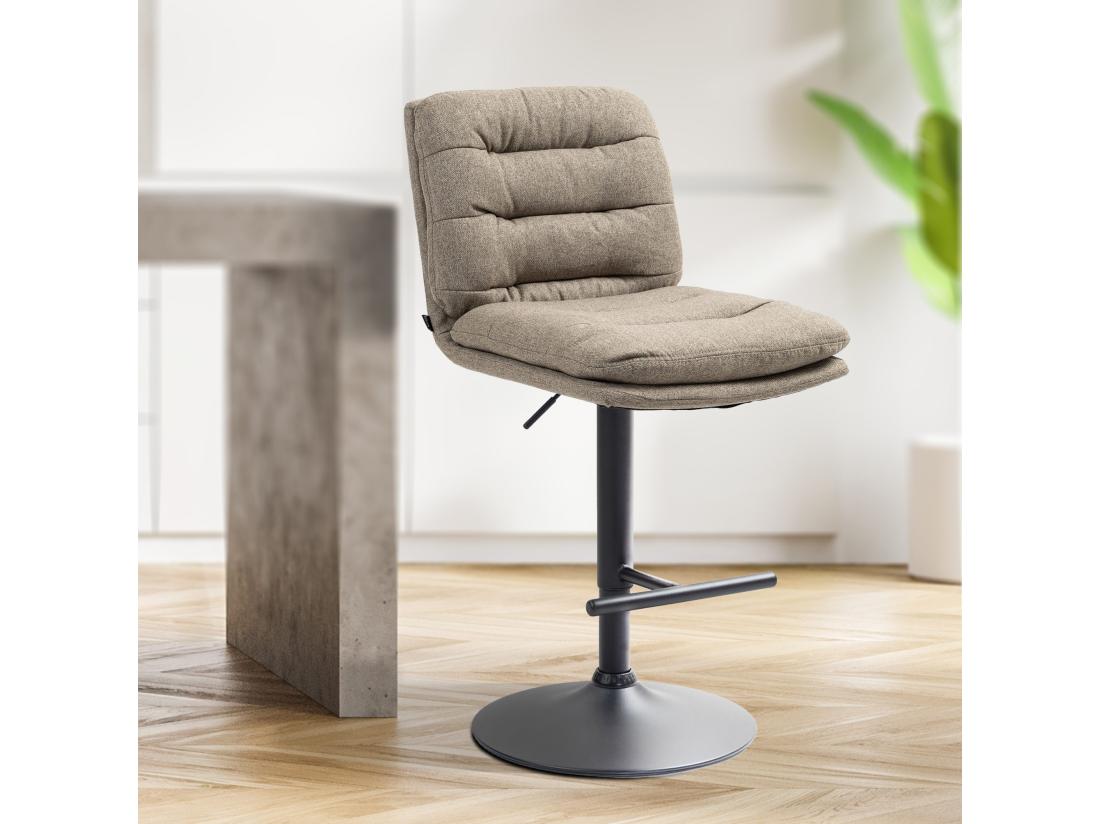 Vente Unique Lot De 2 Tabouret De Bar - Tissu & Métal - Taupe - Damar