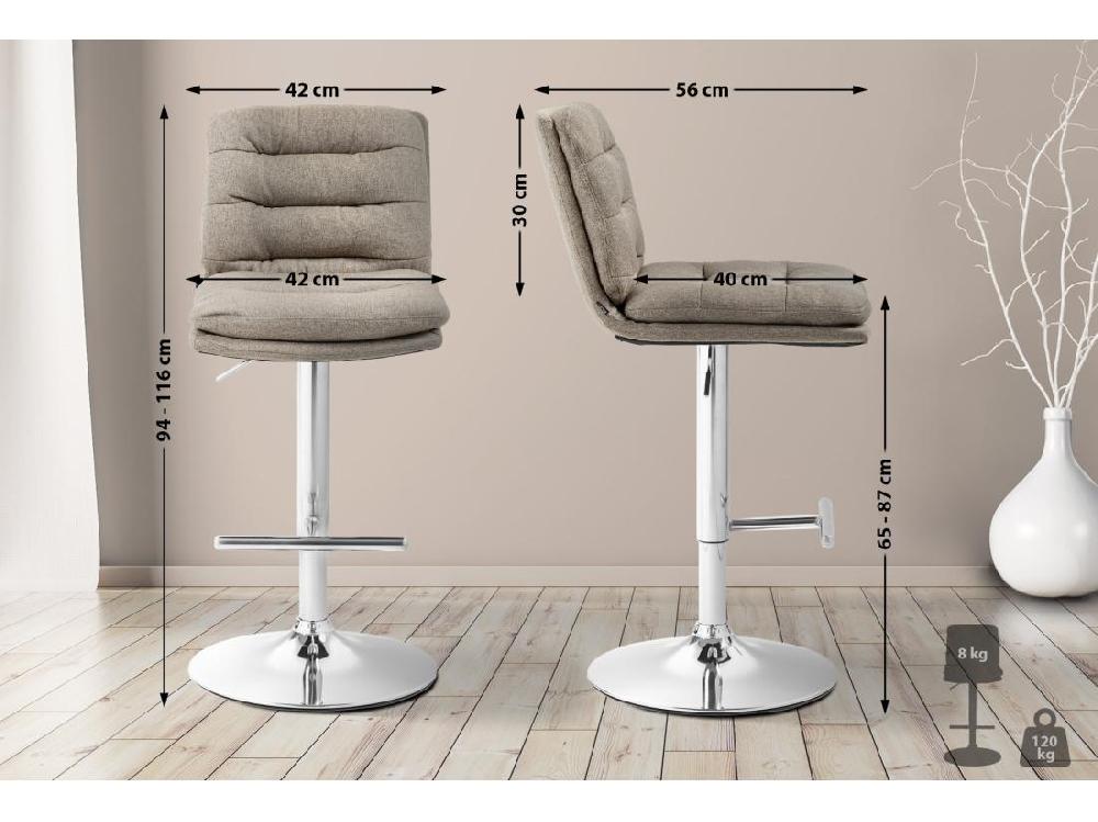 vente unique Lot de 2 Tabouret de bar - Tissu & Métal - Taupe - Damar