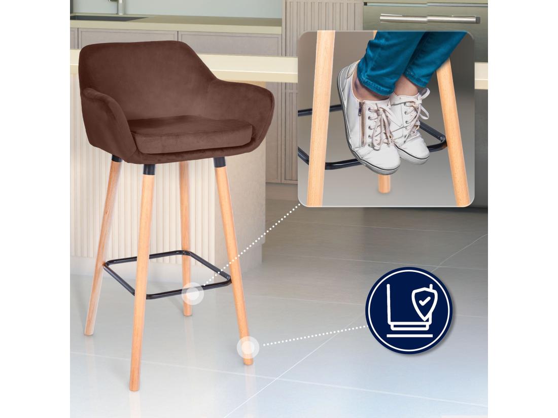 Vente Unique Lot De 2 Tabouret De Bar - Velours - Café - Grant